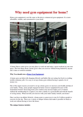 why need gym equipment for home
