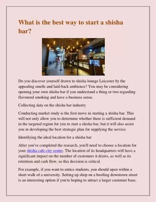 what is the best way to start a shisha bar