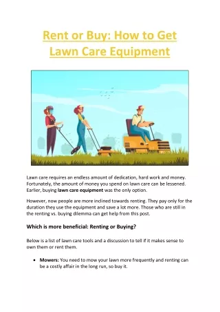 Rent or Buy: How to Get Lawn Care Equipment