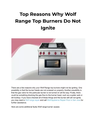 Top Reasons Why Wolf Range Top Burners Do Not Ignite
