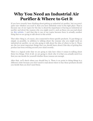 why you need an industrial air purifier where