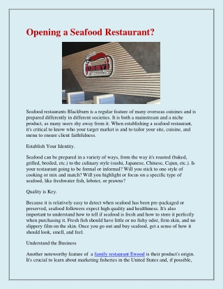 opening a seafood restaurant