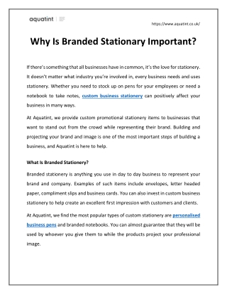 Why Is Branded Stationary Important?