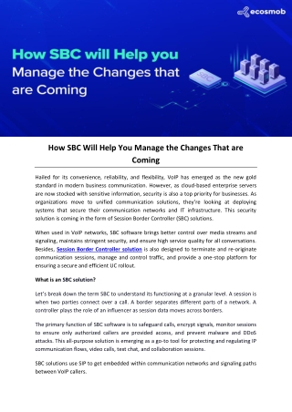 How SBC Will Help You Manage the Changes That are Coming