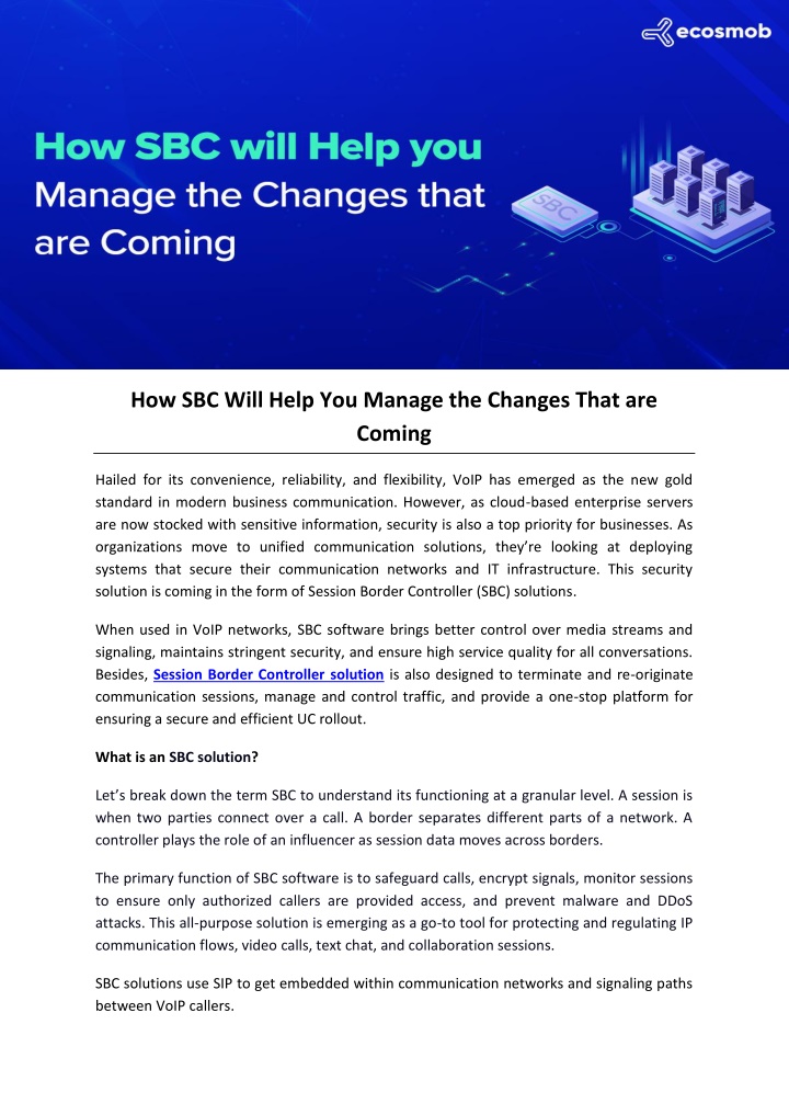 how sbc will help you manage the changes that