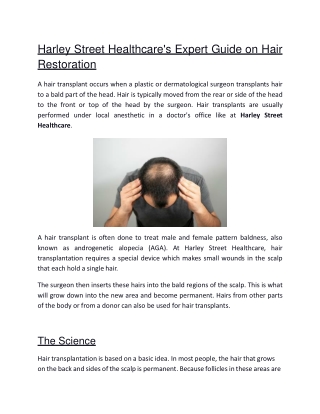 Harley Street Healthcare's Expert Guide on Hair Restoration-converted