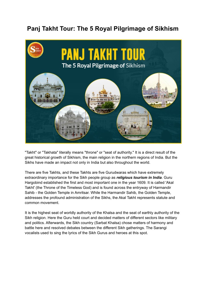panj takht tour the 5 royal pilgrimage of sikhism