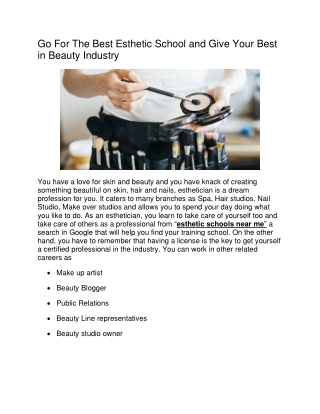 Go For The Best Esthetic School and Give Your Best in Beauty Industry