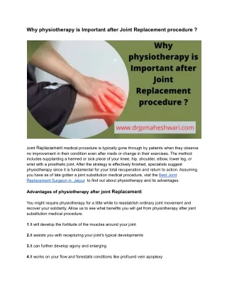 Why physiotherapy is Important after Joint Replacement procedure ?