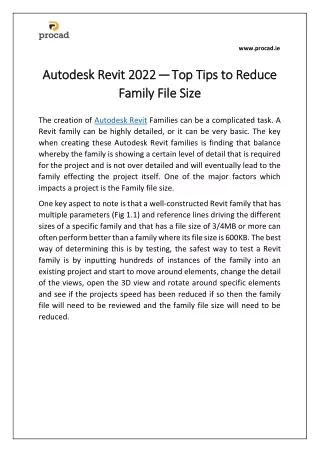 Autodesk Revit 2022 — Top Tips to Reduce Family File Size