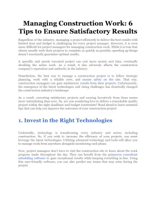 managing construction work 6 tips to ensure