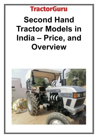 Second Hand Tractor Models in India - Price and Overview