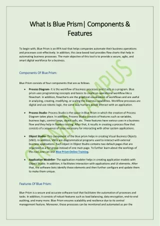 what is blue prism components what is blue prism