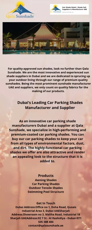 Resistant awning Shades in UAE