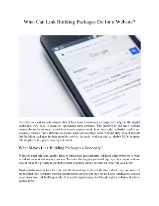 what can link building packages do for a website