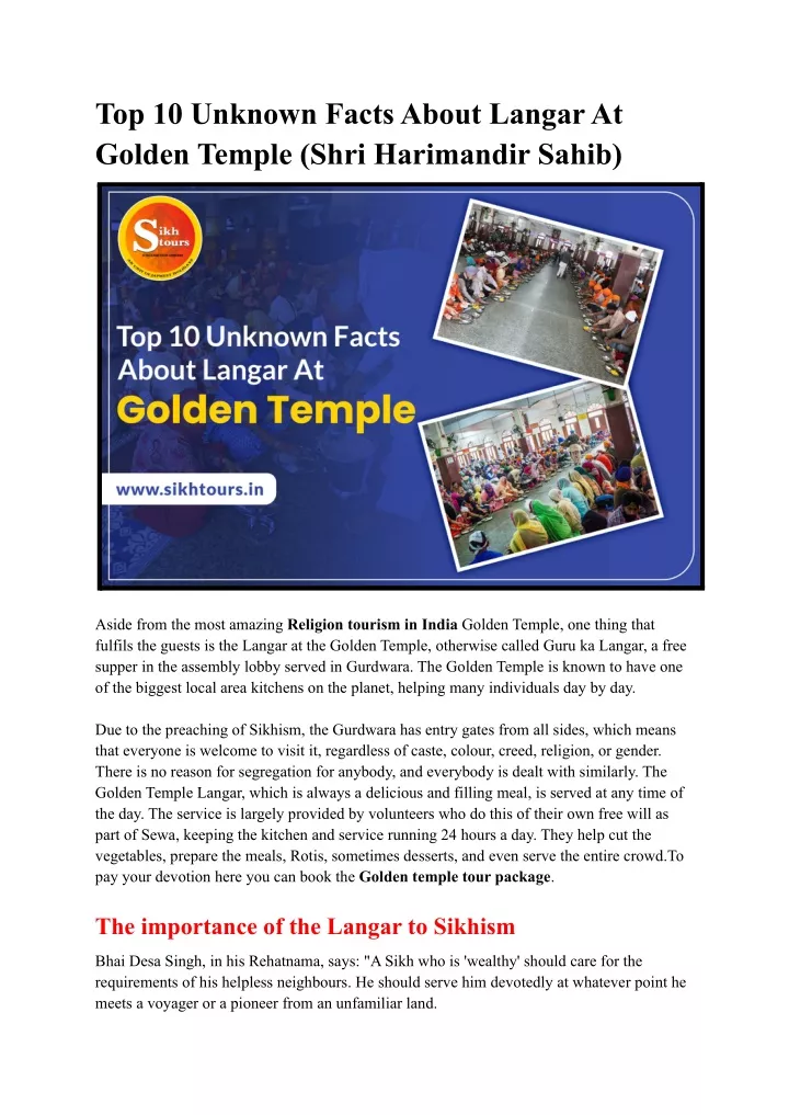 top 10 unknown facts about langar at golden