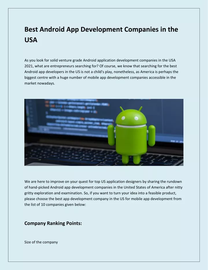 best android app development companies in the usa