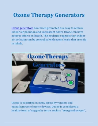 Ozone Therapy Generators