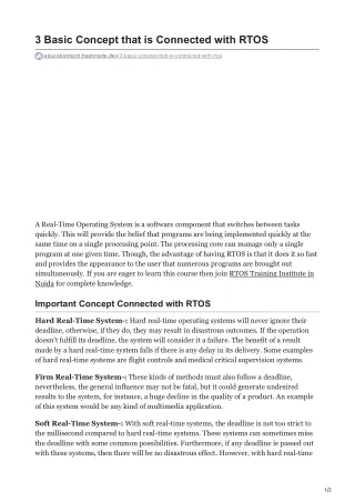 3 basic concept that is connected with rtos