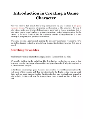 introduction in creating a game character