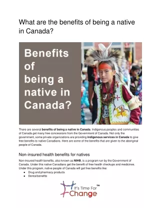Benefits of Being a Native in Canada ItsTimeForChange