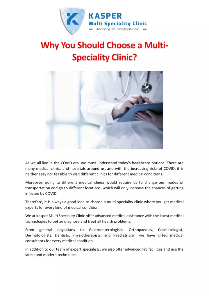 why you should choose a multi speciality clinic