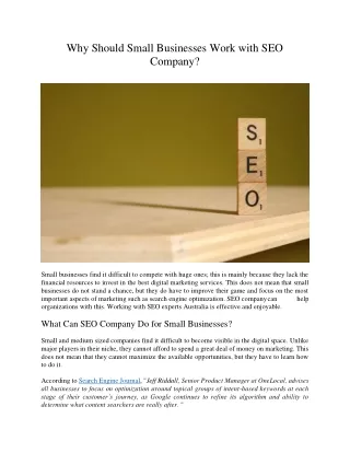 why should small businesses work with seo company