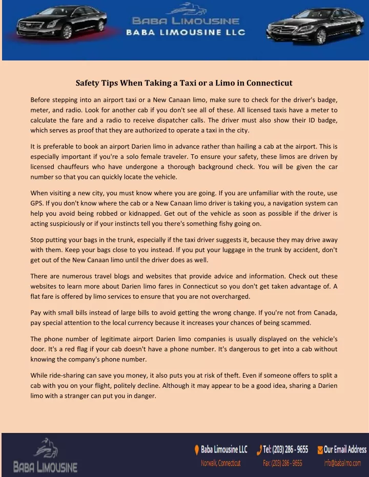 safety tips when taking a taxi or a limo