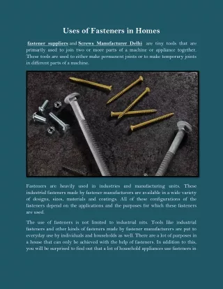 uses of fasteners in homes