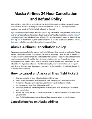 Alaska Airlines Last-Minute Refund Policy