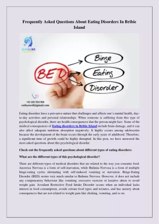 Frequently asked questions about Eating disorders in Bribie Island