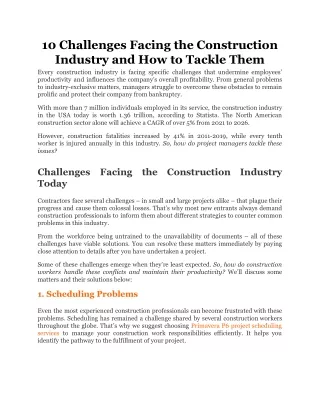 10 challenges facing the construction industry