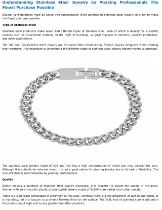 Understanding Stainless Steel Jewelry by Piercing Professionals