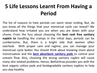 5 Life Lessons Learnt From Having a Period