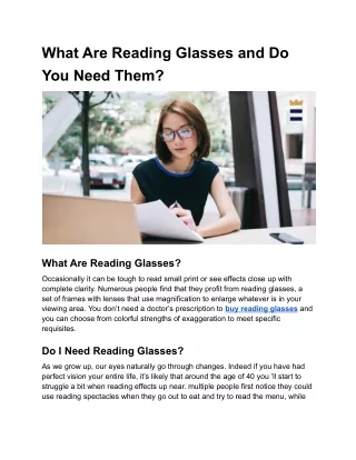 What Are Reading Glasses and Do You Need Them