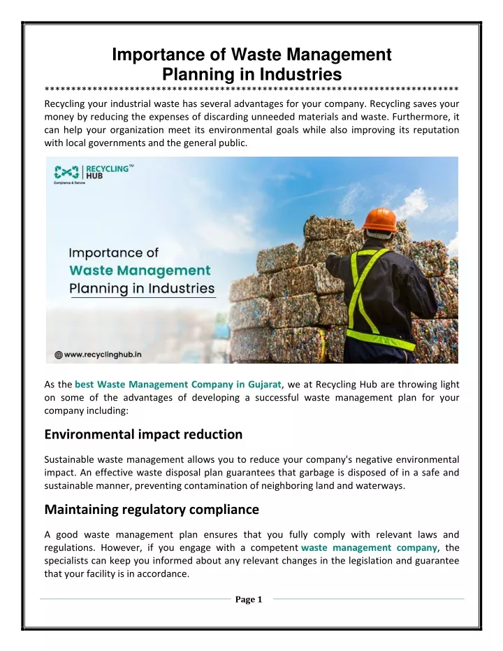 importance of waste management planning