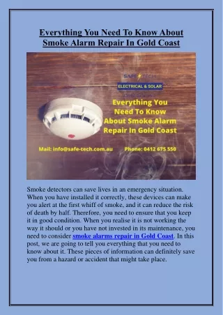 Everything You Need To Know About Smoke Alarm Repair In Gold Coast