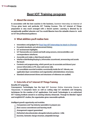 best iot training program about the course
