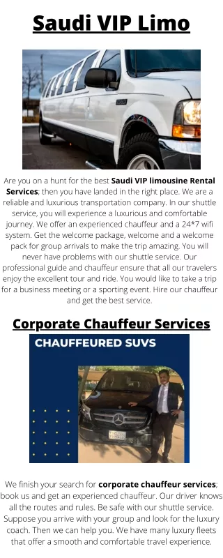 Saudi VIP Limousine Rentals