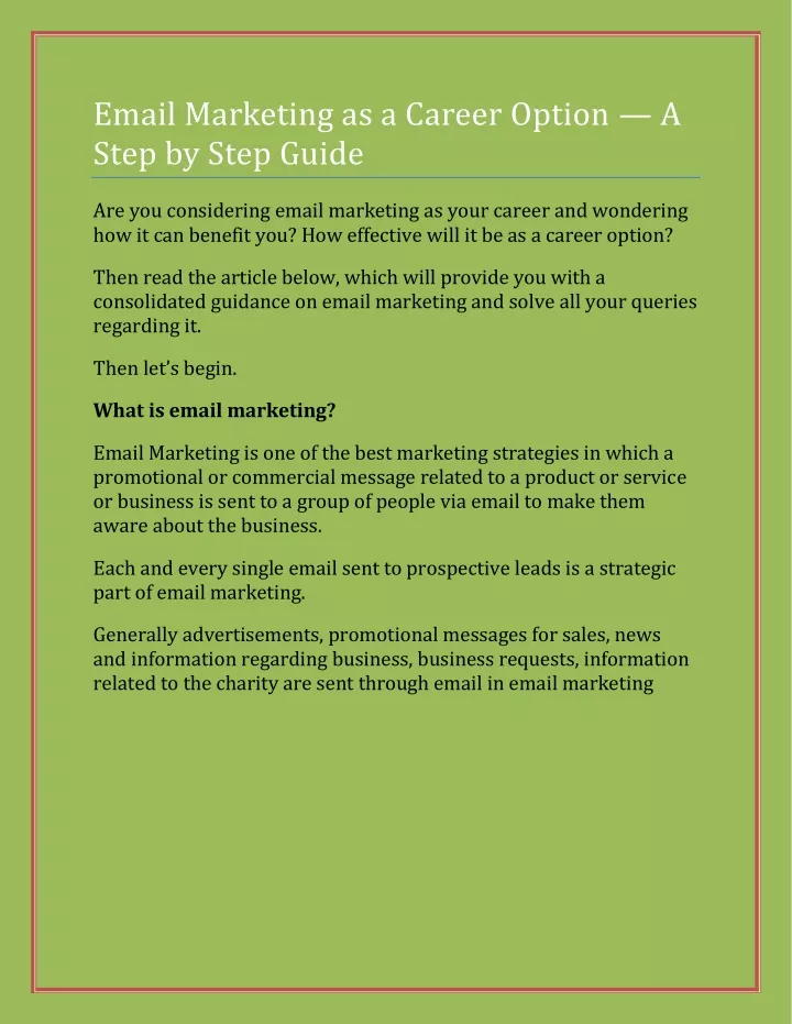 email marketing as a career option a step by step