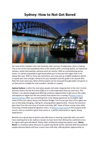 sydney how to not get bored