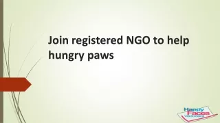 Join registered NGO to help hungry paws