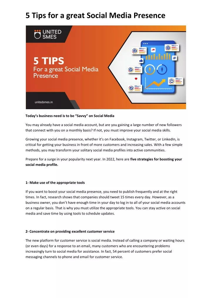 PPT - 5 Tips For A Great Social Media Presence PowerPoint Presentation ...