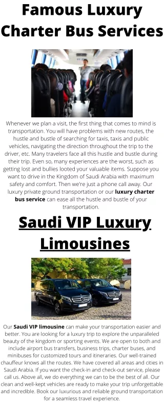 Famous Luxury Charter Bus Services
