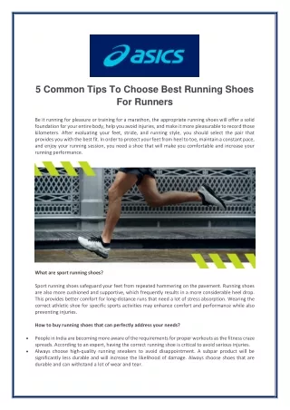 5 common tips to choose best running shoes