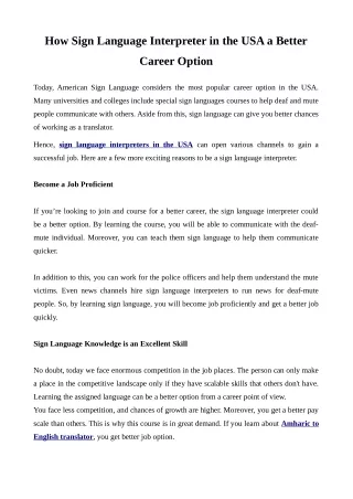 How Sign Language Interpreter in the USA a Better Career Option