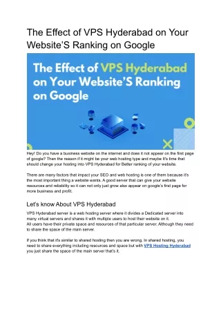 the effect of vps hyderabad on your website