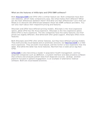 what are the features of allscripts and cpsi