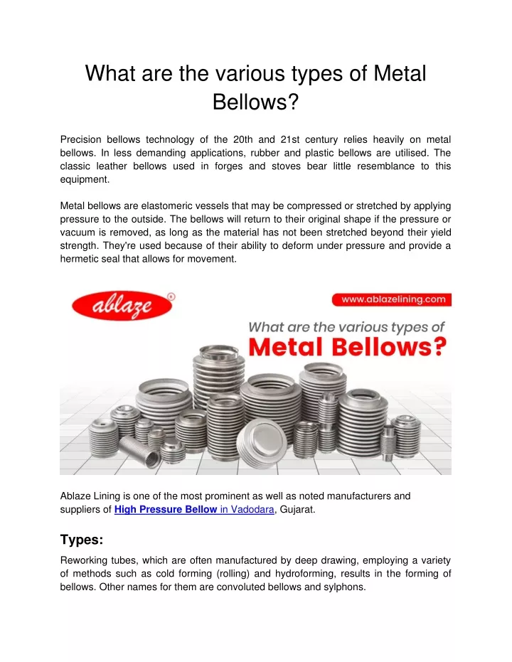 what are the various types of metal bellows