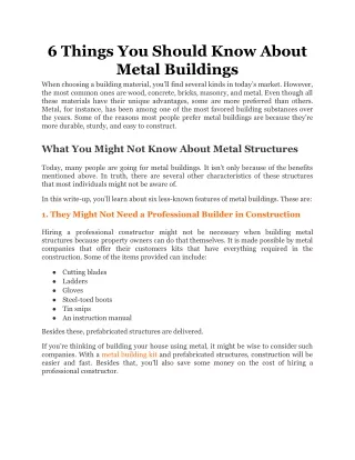 6 things you should know about metal buildings
